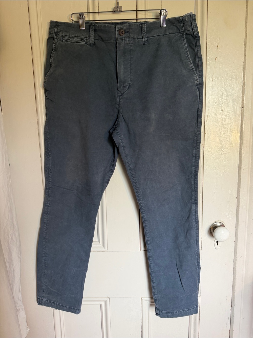 American Eagle Outfitters Men's Chino Pants in Slate Blue, Slim Fit, Flex Style.